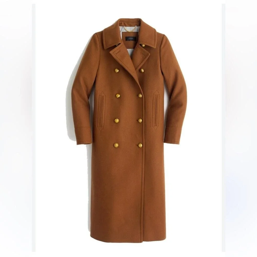 J.Crew Double-Breasted Long Wool-Cashmere Coat Topcoat 6 6P